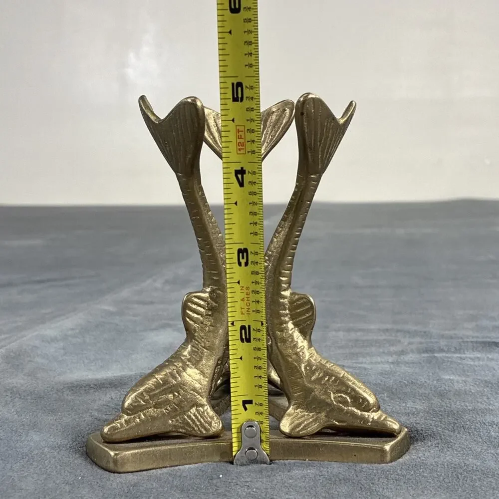 Vintage Solid Brass Three Dolphin Marble or Egg (not Included) Stand Charity